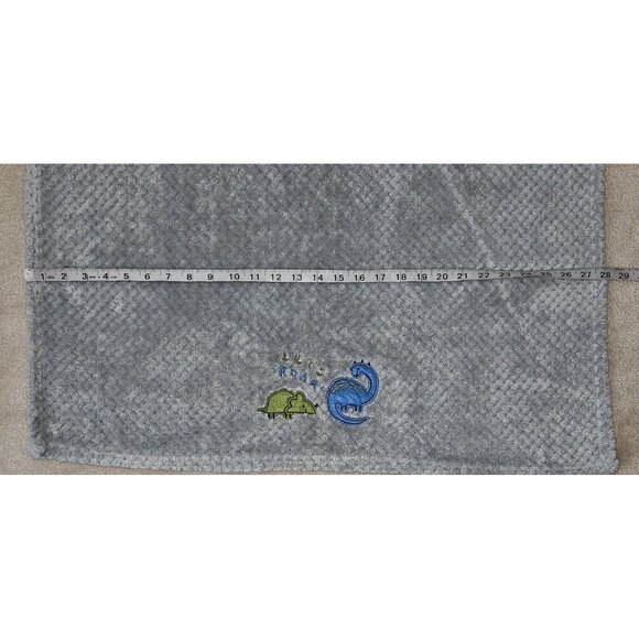 Zak & Zoey Let's Roar Dinosaur Baby Blanket RN 150856 Gray Fleece Waffle Weave - Picture 6 of 8